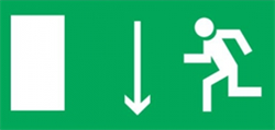 Пиктограмма "Бегущий человек стрелка вниз -дверь слева" для светильника Pelastus PL EML 1.1 230x120мм 200000458458 - фото 40978