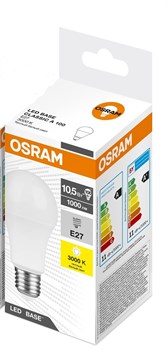 Светодиодная лампа OSRAM LBE CLA100 10,5W/830, 3000K, 230V E27, матовая 4058075670808 - фото 41023