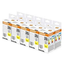 Светодиодная лампа OSRAM LED Base P, 560лм, 6,5 /замена 60Вт, 3000К, теплый свет, E27, Шар 4058075670921 - фото 41029