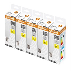 Лампа светодиодная E14 OSRAM LED Base B, 800лм, 7.5Вт, 3000К, теплый свет, матовая, Свеча, 1 шт 4058075671041 - фото 41031