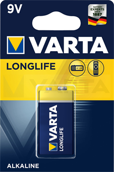 Батарейки VARTA LONGLIFE 9V Крона BL1 (блистер 1шт) 4008496525423 - фото 41109
