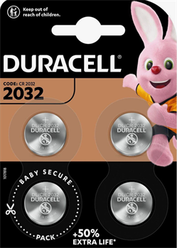 Элемент питания DURACELL CR2032 BL4 - Батарейка (блистер 4шт) 5000394071780 - фото 41346