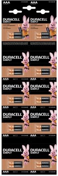 Батарейки Duracell Simply LR03 ААА мизинчиковые (отрывной блистер 2х10 20шт) 5000394145771 - фото 41351