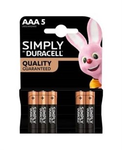 Батарейки Duracell Simply LR03 ААА мизинчиковые BL5 (блистер 3+2 5шт) 5000394160743 - фото 41402