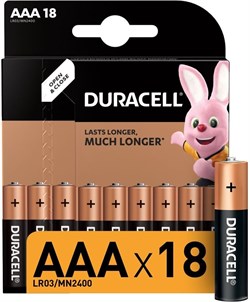 Батарейки Duracell Basic LR03 ААА мизинчиковые 18BL (блистер 18шт) 5000394107557 - фото 41432