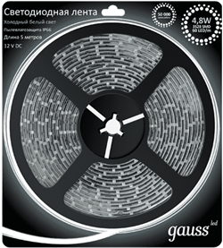 Лента LED 2835/60-SMD 4.8W 12V DC холодный белый IP66 (блистер 5м) 311000305 - фото 43735