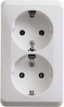 Розетка Schneider Electric 2 ОП Этюд 16А с заземлением, белая PA16-007B - фото 44001