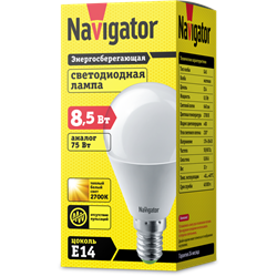 Лампа светодиодная Navigator 61 333 NLL-G45-8.5-230-2.7K-E14 61333 - фото 44528
