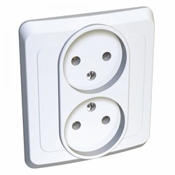 Розетка скр. уст. без з/к 2-я 16А/250В бел. ЭТЮД PC16-005B - фото 45447