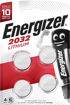 Батарейки литиевые ENERGIZER Lithium CR2032 BL4 (блистер 4шт) 7638900377620 - фото 62301