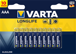 Батарейки VARTA LONGLIFE 4103 LR03 ААА BL10 (блистер 10шт) 4008496609314 - фото 62822