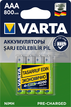 Аккумулятор VARTA POWER AAA 800mAh BL4 (блистер 4шт) 4008496849222 - фото 64775