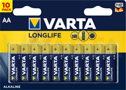 Батарейки VARTA LONGLIFE 4106 LR6 АА BL10 (блистер 10шт) 4008496525232 - фото 65093