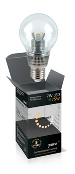 Лампа Gauss LED Globe-dim Crystal Clear 7W E27 2700K диммируемая 1/10/100 HA105202107-D - фото 6549