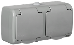 AQUATIC Розетка 2-ая с з/к откр. уст. 16А IP54 РСш22-2-А  IEK ERA22-K03-16-54-1 - фото 65522