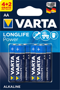 Батарейки VARTA LONGLIFE POWER LR06/AA BL6 4+2 (блистер 6шт.) 4008496568772 - фото 65555