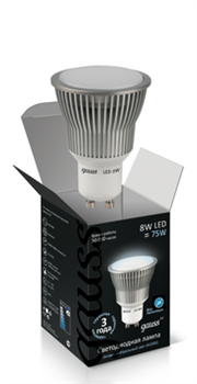 Лампа Gauss LED MR16 GU10 8W SMD AC220-240V 4100K  1/10/100 EB101106208 - фото 6563