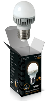 Лампа Gauss LED Globe 6W E27 2700K 1/10/100 EB105102106 - фото 6580