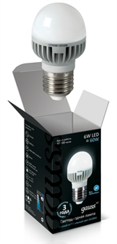 Лампа Gauss LED Globe 6W E27 4100K 1/10/100 EB105102206 - фото 6583
