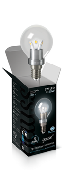 Лампа Gauss LED Globe Crystal Clear 3W E14 4100K 1/10/100 HA105201203 - фото 6595