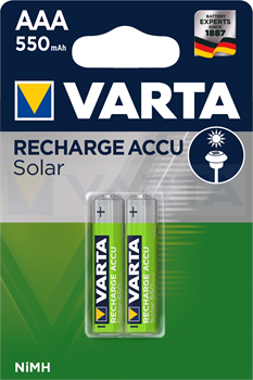 Аккумулятор VARTA Recharge Accu Solar LR03/HR03 ААА R2U 550mAh BL2 (блистер 2шт) 4008496808083 - фото 67042