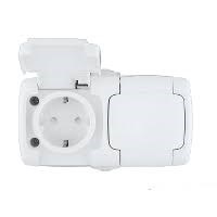 Рондо О/У бел розетка с/з с крышкой 2-ая IP44 16А RA16-227B-BI - фото 73324