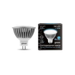 Лампа Gauss LED MR16 GU5.3 5W SMD 12V 4100K FROST 1/10/100 EB201505205 - фото 7449