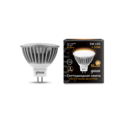 Лампа Gauss LED MR16 GU5.3 5W SMD 12V 2700K FROST 1/10/100 EB201505105 - фото 7453