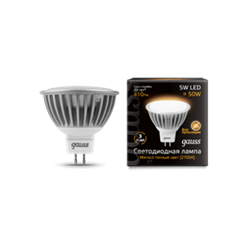 Лампа Gauss LED MR16 GU5.3 5W SMD AC220-240V 2700K FROST 1/10/100 EB101505105 - фото 7469