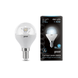 Лампа Gauss LED Globe Crystal Clear E14 4W 4100K 1/10/50 105201204 - фото 7483