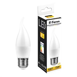 Свеча Лампа светодиодная 16LED 7W 230V E27 2700К (LB-97),   на ветру Feron 25762-1 - фото 75293