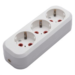 Розетка переносная STEKKER PST16-310-20 (разборная) на 3 гнездо, с заземлением. Материал: полипропил 39011 - фото 75729