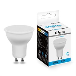 Лампа светодиодная, 80LED (7W) 230V GU10 6400K MR16, LB-26 25291 - фото 75859