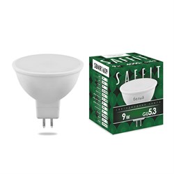 Лампа светодиодная SAFFIT SBMR1609, MR16 (рефлекторная), 9W 230V G5.3 4000К (белый), рассеиватель ма 55085 - фото 76147