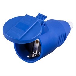 Розетка  STEKKER PST16-50-441 на 1 гнездо, с крышкой, с заземлением. Материал: нейлон , цвет синий, 32848 - фото 76611