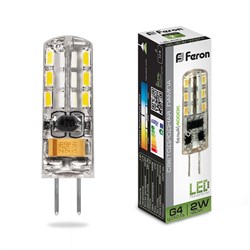 Лампа светодиодная FERON LB-420, JC (капсульная), 2W 12V G4 4000К (белый), рассеиватель прозрачный 1 25448 - фото 77199