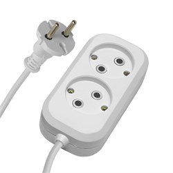 Удлинители STEKKER HM01-20-02, серия Home, цвет белый, длина 2 м, количество розеток 2, сталь, сечен 39201 - фото 77257