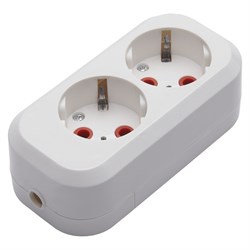 Розетка переносная STEKKER PST16-210-20 (разборная) на 2 гнездо, с заземлением. Материал: полипропил 39010 - фото 77267