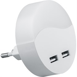 Светильник-ночник c USB выходами 0,45W 230V круг, белый FN1122 41021