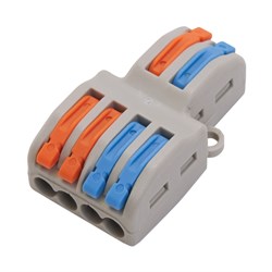 Клемма пружинная универсальная STEKKER LD222-424, 6-проводная 0,08 - 2,5/4 мм, 250В, 24 A, 32 A, без пасты 39249 - фото 77693