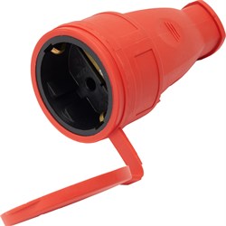 Розетка  STEKKER RST16-21-44 на 1 гнездо, с крышкой, с заземлением. Материал: каучук, цвет красный, 39195 - фото 77701