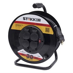 Удлинители STEKKER PRF01-41-30, серия Professional, цвет черный, длина 30 м, количество розеток 4, л 39221 - фото 77827