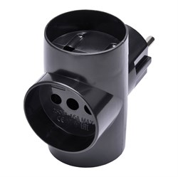 Сетевой разветвитель STEKKER на 3 выхода, без заземления, 250V, 10A, черный, ADP10-15-20 39001 - фото 78145