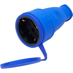 Розетка  STEKKER RST16-21-44 на 1 гнездо, с крышкой, с заземлением. Материал: каучук, цвет синий, ра 39196 - фото 78396