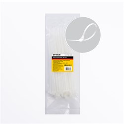 Хомут электромонтажный STEKKER NYCT36-200, одноразовый, белый, материал - нейлон , размер 3,6*200мм, 32777 - фото 78993