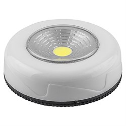Светильник Светодиодный  -кнопка  (1шт в блистере) 1LED 2W (3*AAA в комплект не входят),  69*25мм, бел 23373