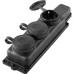 Розетка переносная STEKKER RST16-23-44 на 3 гнездо, с крышкой, с заземлением. Материал: каучук, цвет 32739 - фото 79157