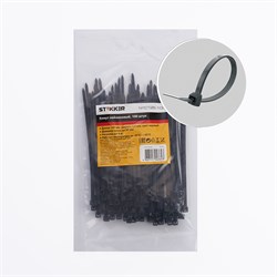 Хомут электромонтажный STEKKER NYCT25-100, одноразовый, черный, материал - нейлон , размер 2.5*100мм 32772 - фото 79354