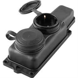 Розетка переносная STEKKER RST16-22-44 на 2 гнездо, с крышкой, с заземлением. Материал: каучук, цвет 32738 - фото 79475