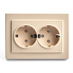 Розетка скрытой установки STEKKER PST16-9014-02  на 2 гнездо, с заземлением. Материал: ABS пластик/P 39240 - фото 79476